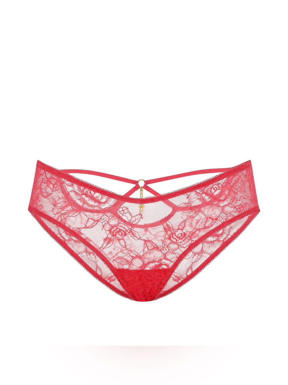 Victoria's Secret Red Lace Cheeky Panty with Gold Charm